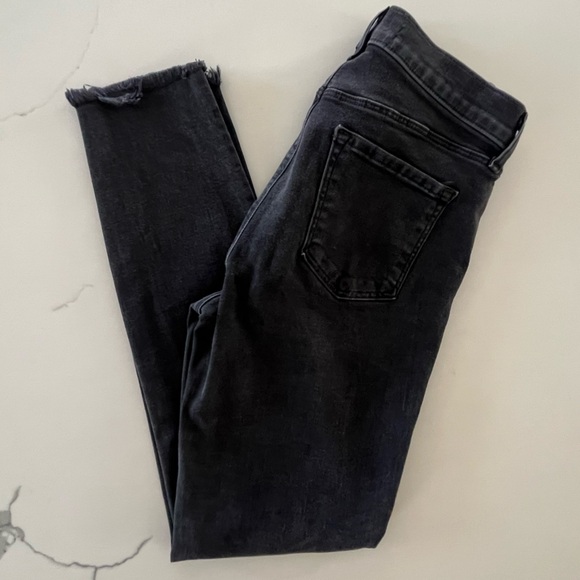 J Brand - Fame Ankle Jeans - Raw Hem - Subtle Grey on Black Zebra Stripes - 27 - Picture 4 of 14